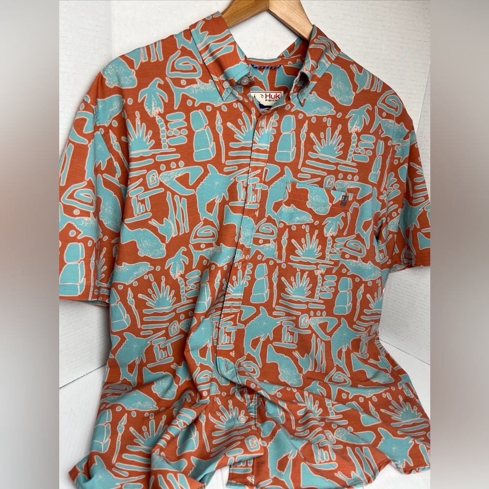 Huk button down shirt Hawaiian size large